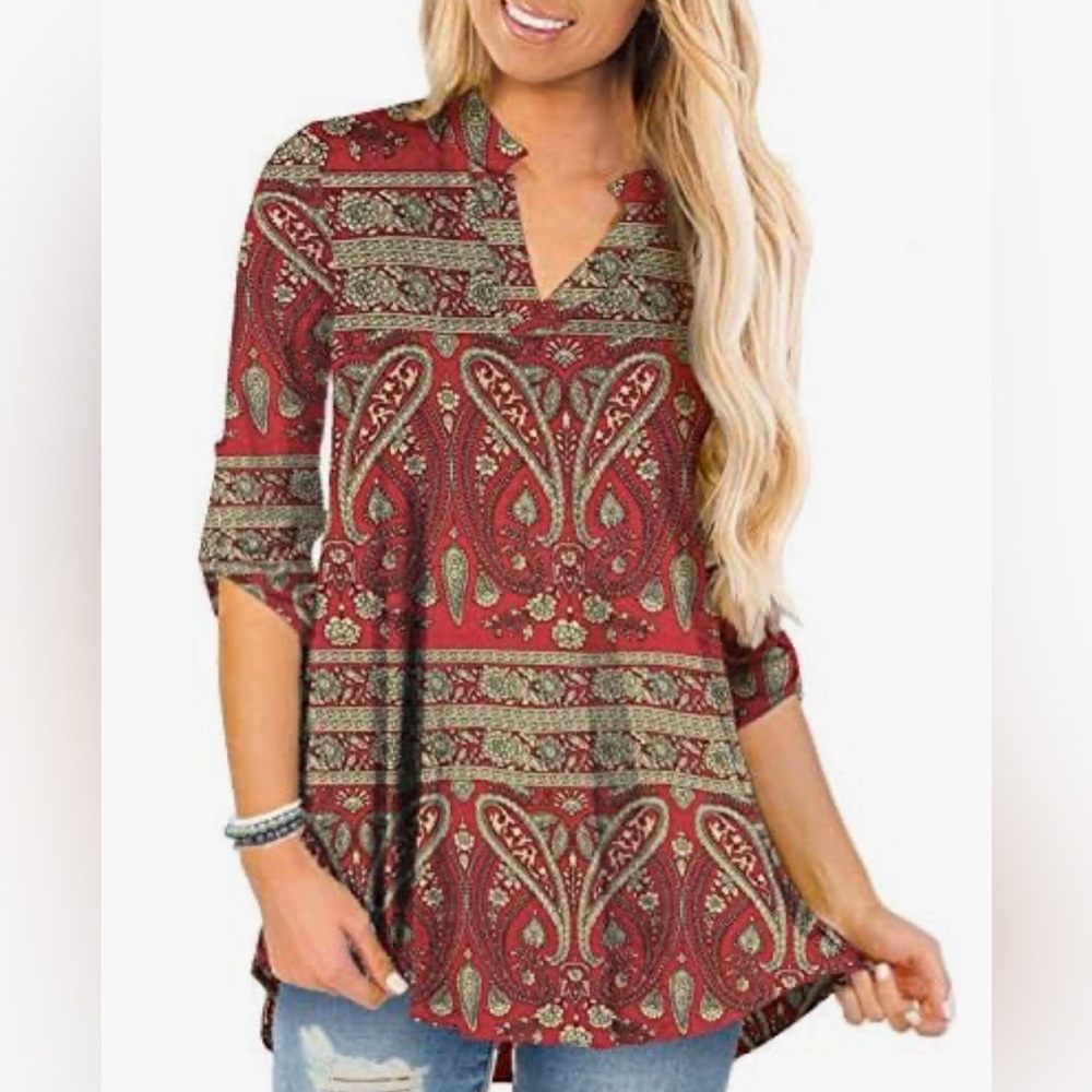 a.Jesdani Women's 3/4 Roll Sleeve Tunic - 2X